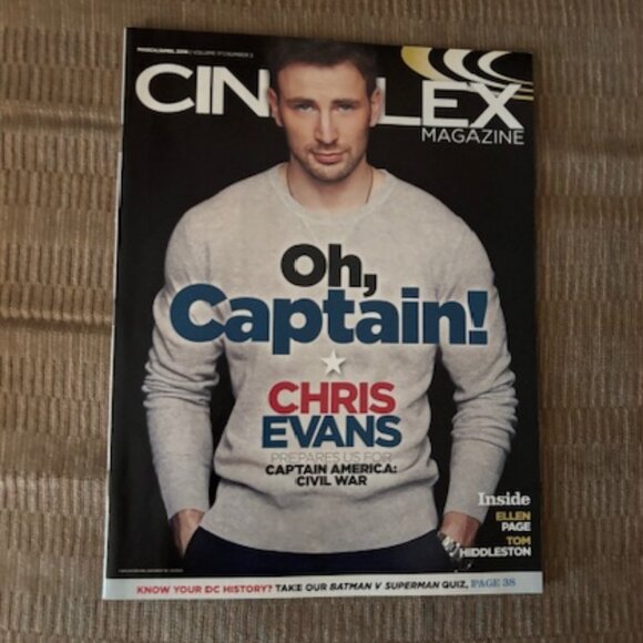 2/$40 CINEPLEX Magazine Mar Apr 2016 Vol 17 No 3 Chris Evans Captain America - Picture 1 of 3